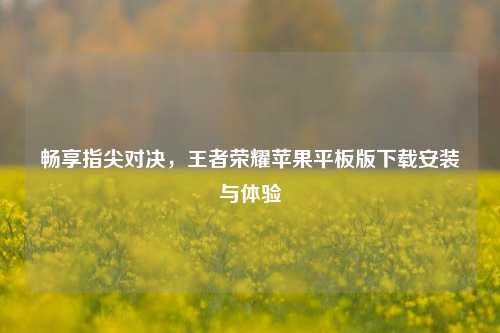 畅享指尖对决，王者荣耀苹果平板版下载安装与体验