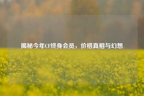 揭秘今年CF终身会员，价格真相与幻想