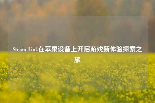 Steam Link在苹果设备上开启游戏新体验探索之旅