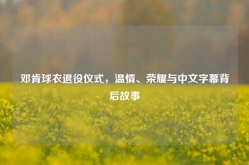 邓肯球衣退役仪式，温情、荣耀与中文字幕背后故事