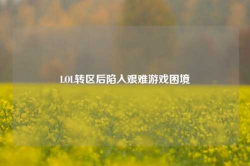 LOL转区后陷入艰难游戏困境