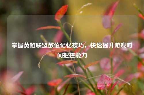 掌握英雄联盟数值记忆技巧,快速提升游戏时间把控能力