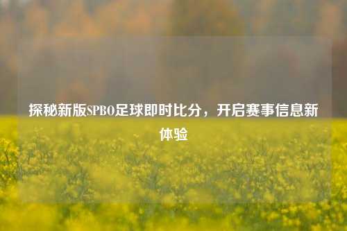 探秘新版SPBO足球即时比分，开启赛事信息新体验