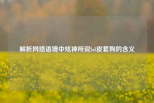 解析网络语境中炫神所说lol皮套狗的含义