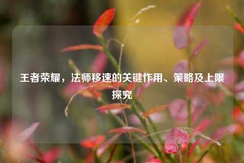 王者荣耀,法师移速的关键作用、策略及上限探究