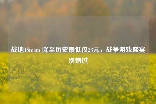 战地1Steam 降至历史最低仅23元，战争游戏盛宴别错过