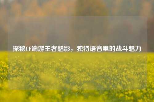 探秘CF端游王者魅影，独特语音里的战斗魅力