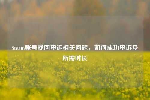 Steam账号找回申诉相关问题，如何成功申诉及所需时长