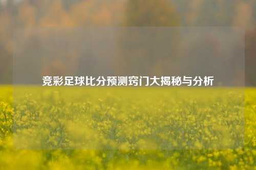 竞彩足球比分预测窍门大揭秘与分析