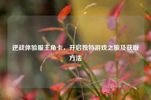 逆战体验服主角卡，开启独特游戏之旅及获取方法