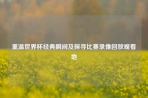 重温世界杯经典瞬间及探寻比赛录像回放观看地