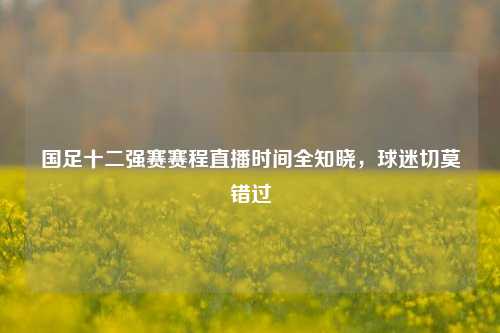 国足十二强赛赛程直播时间全知晓,球迷切莫错过