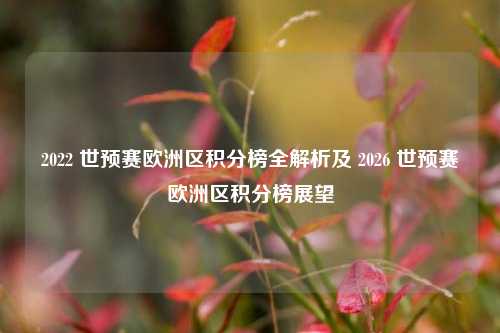 2022 世预赛欧洲区积分榜全解析及 2026 世预赛欧洲区积分榜展望