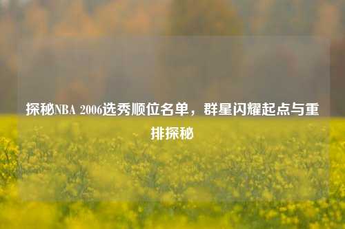 探秘NBA 2006选秀顺位名单,群星闪耀起点与重排探秘
