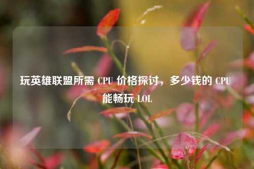玩英雄联盟所需 CPU 价格探讨，多少钱的 CPU 能畅玩 LOL