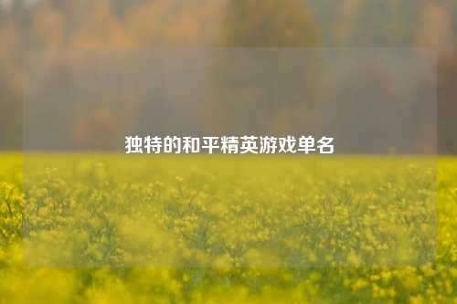 独特的和平精英游戏单名