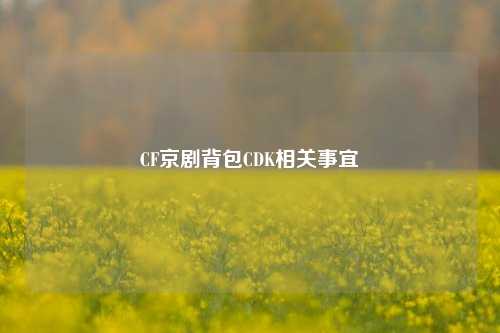 CF京剧背包CDK相关事宜
