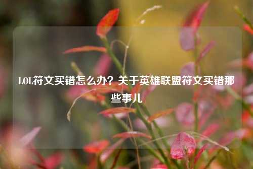 LOL符文买错怎么办？关于英雄联盟符文买错那些事儿