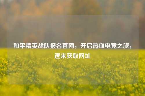 和平精英战队报名官网，开启热血电竞之旅，速来获取网址