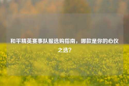 和平精英赛事队服选购指南，哪款是你的心仪之选？