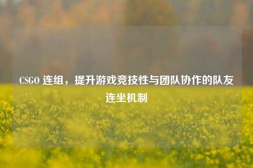 CSGO 连组，提升游戏竞技性与团队协作的队友连坐机制