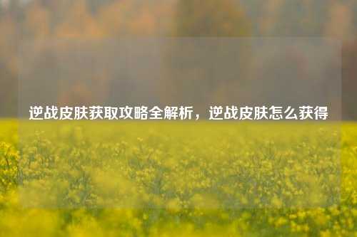 逆战皮肤获取攻略全解析，逆战皮肤怎么获得