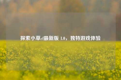 探索小草cf最新版 1.0，独特游戏体验
