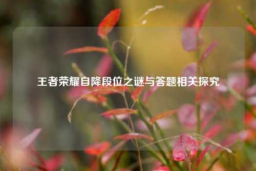 王者荣耀自降段位之谜与答题相关探究