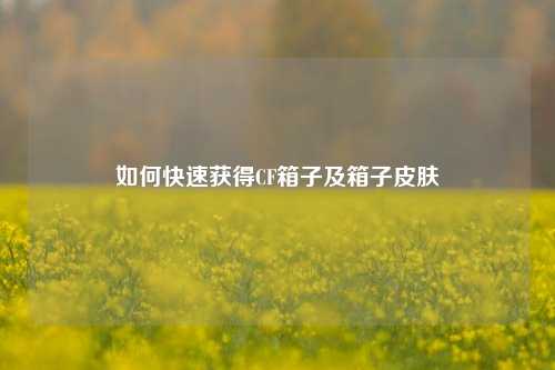 如何快速获得CF箱子及箱子皮肤