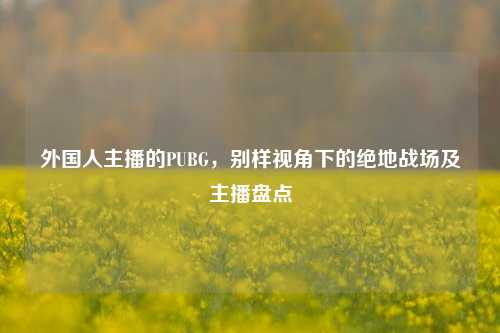 外国人主播的PUBG，别样视角下的绝地战场及主播盘点