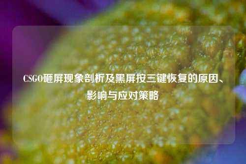 CSGO砸屏现象剖析及黑屏按三键恢复的原因、影响与应对策略