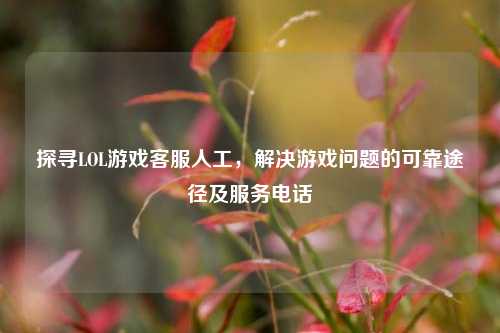 探寻LOL游戏客服人工,解决游戏问题的可靠途径及服务电话