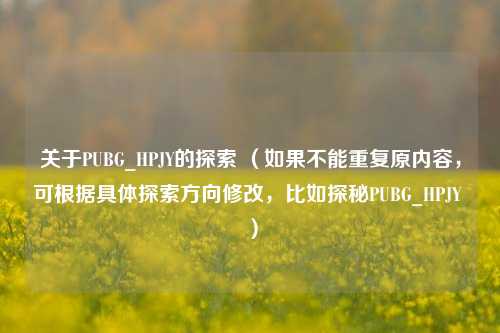 关于PUBG_HPJY的探索 （如果不能重复原内容，可根据具体探索方向修改，比如探秘PUBG_HPJY ）
