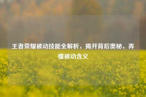 王者荣耀被动技能全解析，揭开背后奥秘，弄懂被动含义