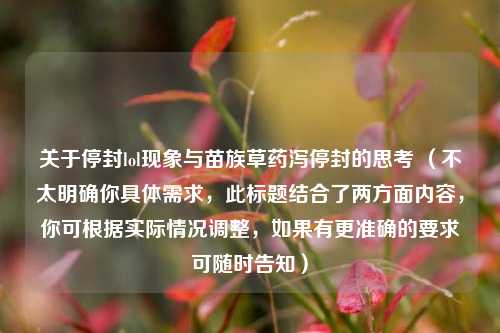 关于停封lol现象与苗族草药泻停封的思考 (不太明确你具体需求,此标题结合了两方面内容,你可根据实际情况调整,如果有更准确的要求可随时告知)