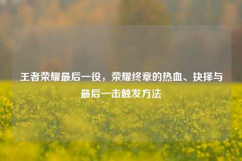 王者荣耀最后一役,荣耀终章的热血、抉择与最后一击触发方法
