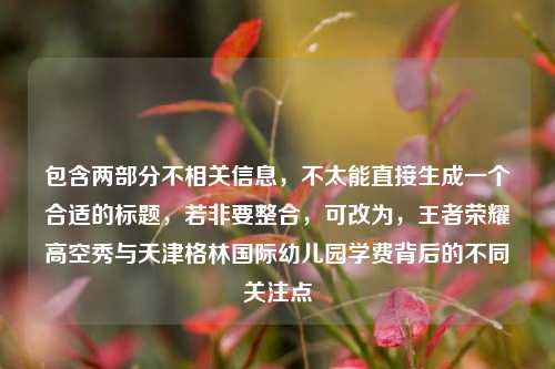 包含两部分不相关信息，不太能直接生成一个合适的标题，若非要整合，可改为，王者荣耀高空秀与天津格林国际幼儿园学费背后的不同关注点