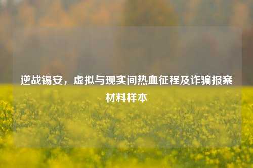 逆战锡安，虚拟与现实间热血征程及诈骗报案材料样本