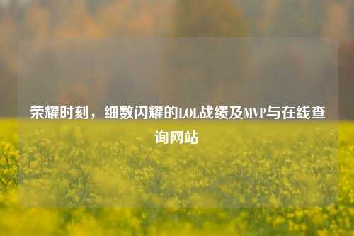荣耀时刻，细数闪耀的LOL战绩及MVP与在线查询网站