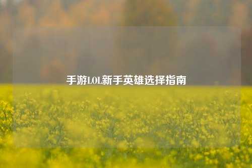 手游LOL新手英雄选择指南