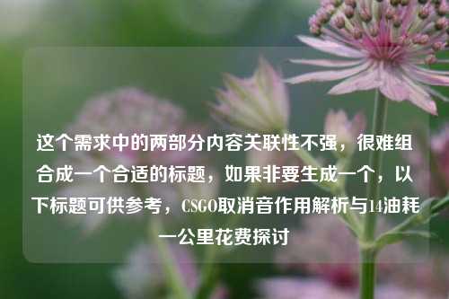 这个需求中的两部分内容关联性不强，很难组合成一个合适的标题，如果非要生成一个，以下标题可供参考，CSGO取消音作用解析与14油耗一公里花费探讨