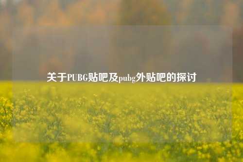 关于PUBG贴吧及pubg外贴吧的探讨