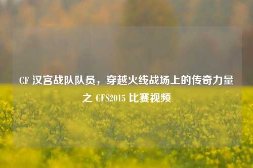 CF 汉宫战队队员,穿越火线战场上的传奇力量之 CFS2015 比赛视频