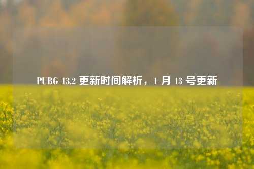 PUBG 13.2 更新时间解析,1 月 13 号更新