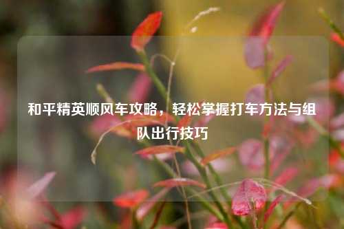 和平精英顺风车攻略，轻松掌握打车方法与组队出行技巧
