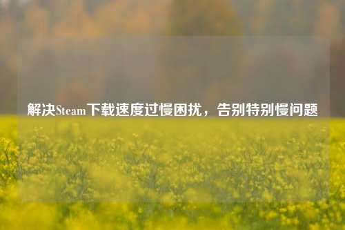 解决Steam下载速度过慢困扰，告别特别慢问题