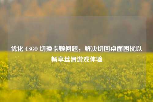 优化 CSGO 切换卡顿问题，解决切回桌面困扰以畅享丝滑游戏体验