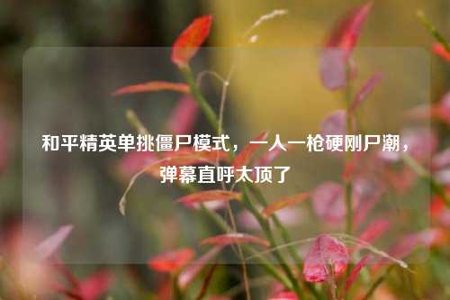 和平精英单挑僵尸模式,一人一枪硬刚尸潮,弹幕直呼太顶了