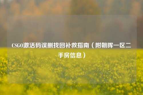 CSGO激活码误删找回补救指南(附朝晖一区二手房信息)