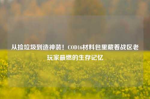 从捡垃圾到造神装!COD16材料包里藏着战区老玩家最燃的生存记忆